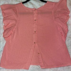Copper key button up coral pink blouse
